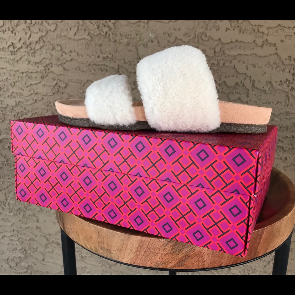 Tory Burch Sheldon Shearling Two Band Slide